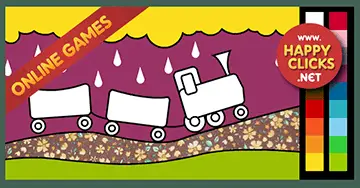 Online free coloring game for young kids: Paint the train