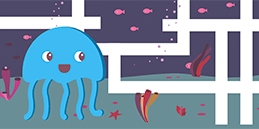 Online maze game for kids 3 - 4 -5 - 6 year old: Jellyfish