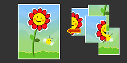 Play Flower Puzzle online for free, 4 pieces jigsaw puzzle for children