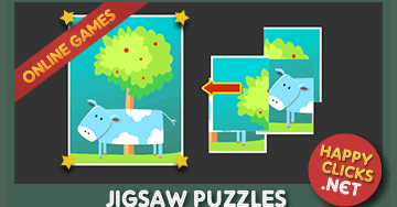 Play Cow Puzzle online for free, 4 pieces jigsaw puzzle for children
